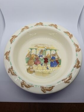 Royal Doulton Size 6" Bunnykins At The Post Office Oatmeal Bowl Vintage Nursery